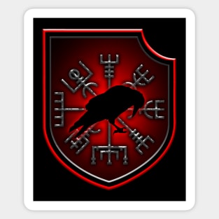 VIKING SHIELD 16 - VEGVISIR COMPASS - RAVEN Sticker